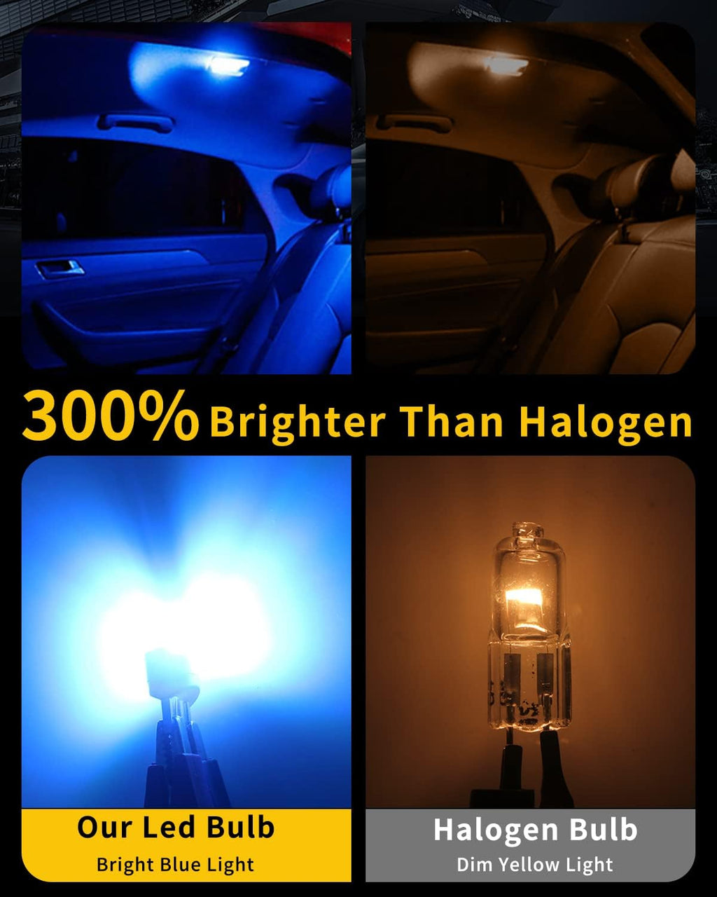 YM E-Bright 20-Pack 194 Led Bulb Blue, T10 168 912 W5W 2825 LED Bulb for Car Interior Dome Map Light Trunk Door Dashboard License Plate Light Lamp, 5050Chips 5SMD, DC 12V