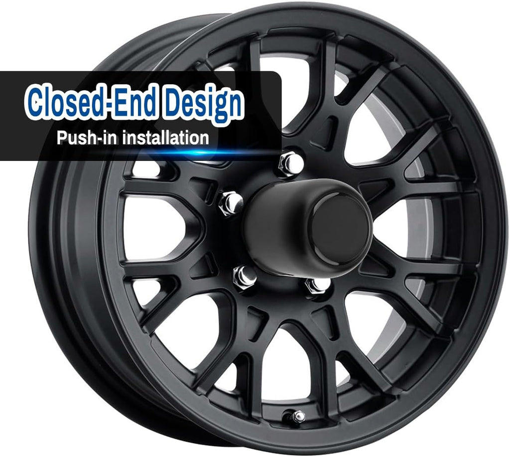 3.19 Inch Stainless Steels Trailer Wheel Center Caps Fit 3.19" Center Bore Truck Trailer RV SUV Wheels Rims, Matt Black Push Through Hub Covers, 4Pcs, Height 3.62 in