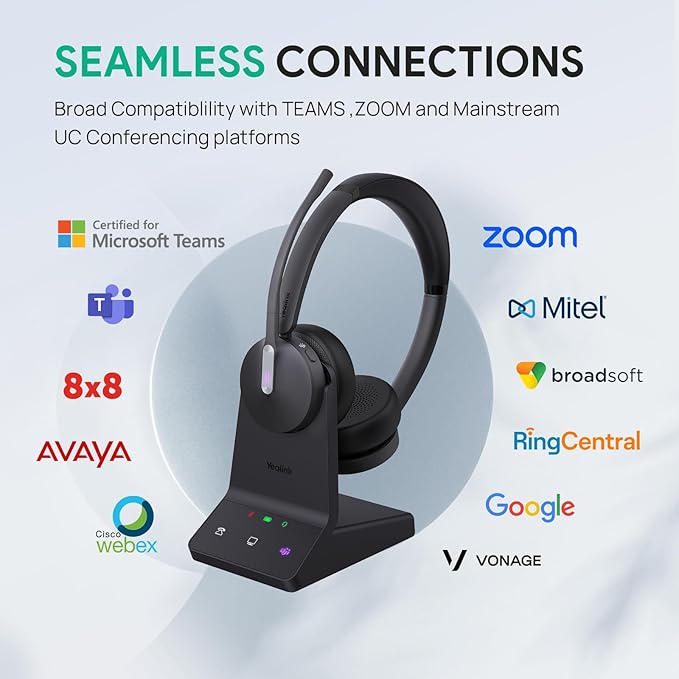 Yealink WH64 DECT & Bluetooth Dual UC Zoom Wireless Headset, 606 ft Range On - Image 9