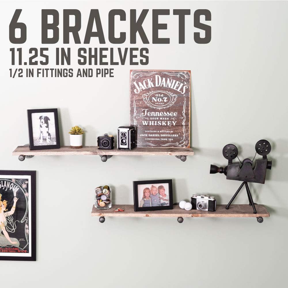 pipe decor industrial shelf brackets – set of shown in use