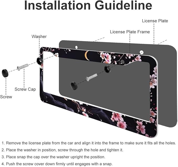 Flowers Plum Blossom Moon License Plate Frames - Image 5