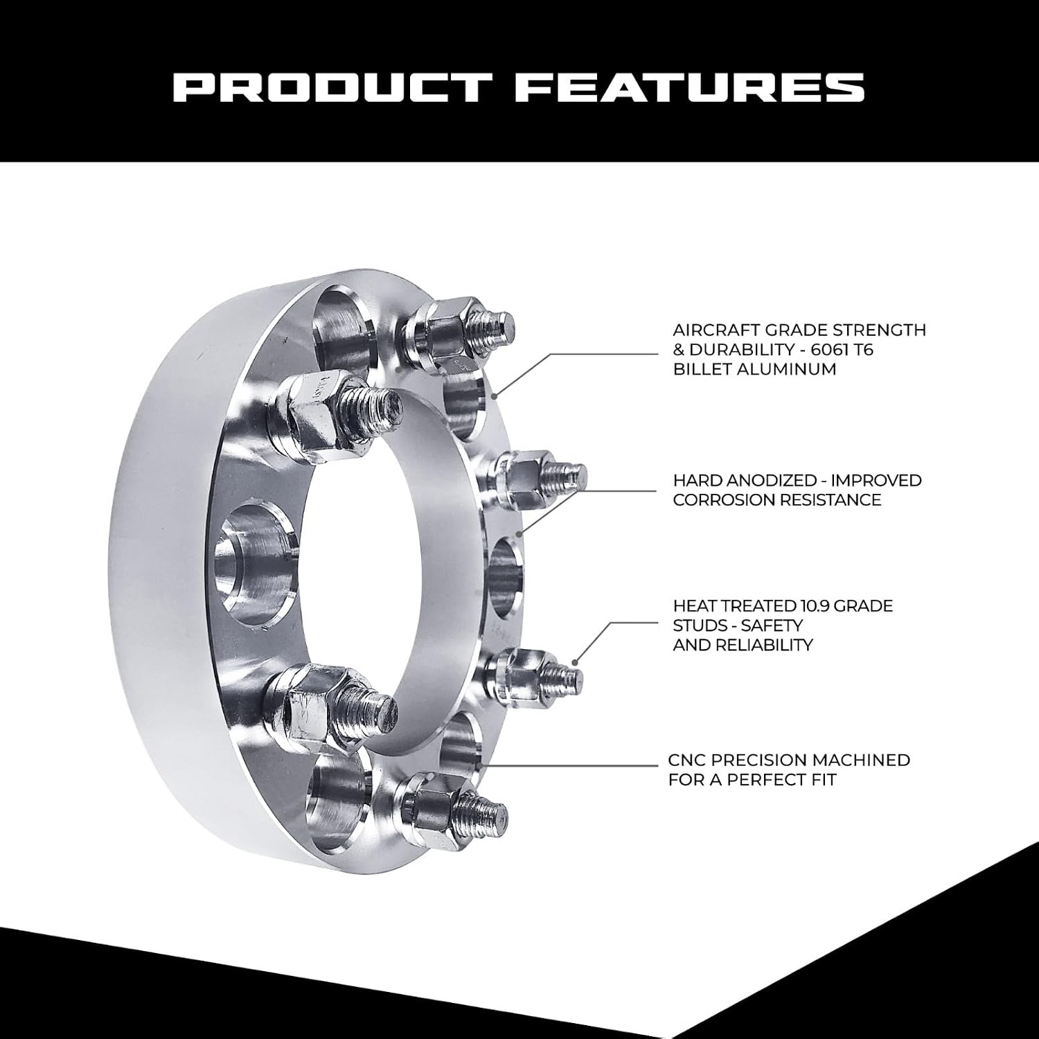 ezaccessory 4 Wheel Adapters 6x5.5 to 6x120 | 1.25" Thick Fits Chevy 6 Lug Silverado Tahoe & Mount Wheels Colorado 15-22 + Hub Ring 108-78