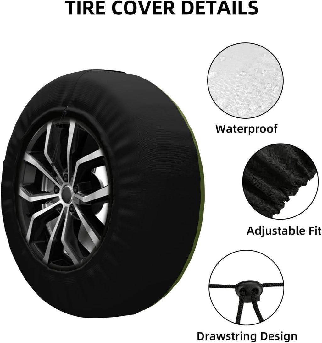 Green Print Universal Spare Tire Cover for RV, Jeep | Wheel Protector Fits Rv, Trailer, Jeep, Shield Tires From Sun, Dirt And Rain For Outdoor Storage