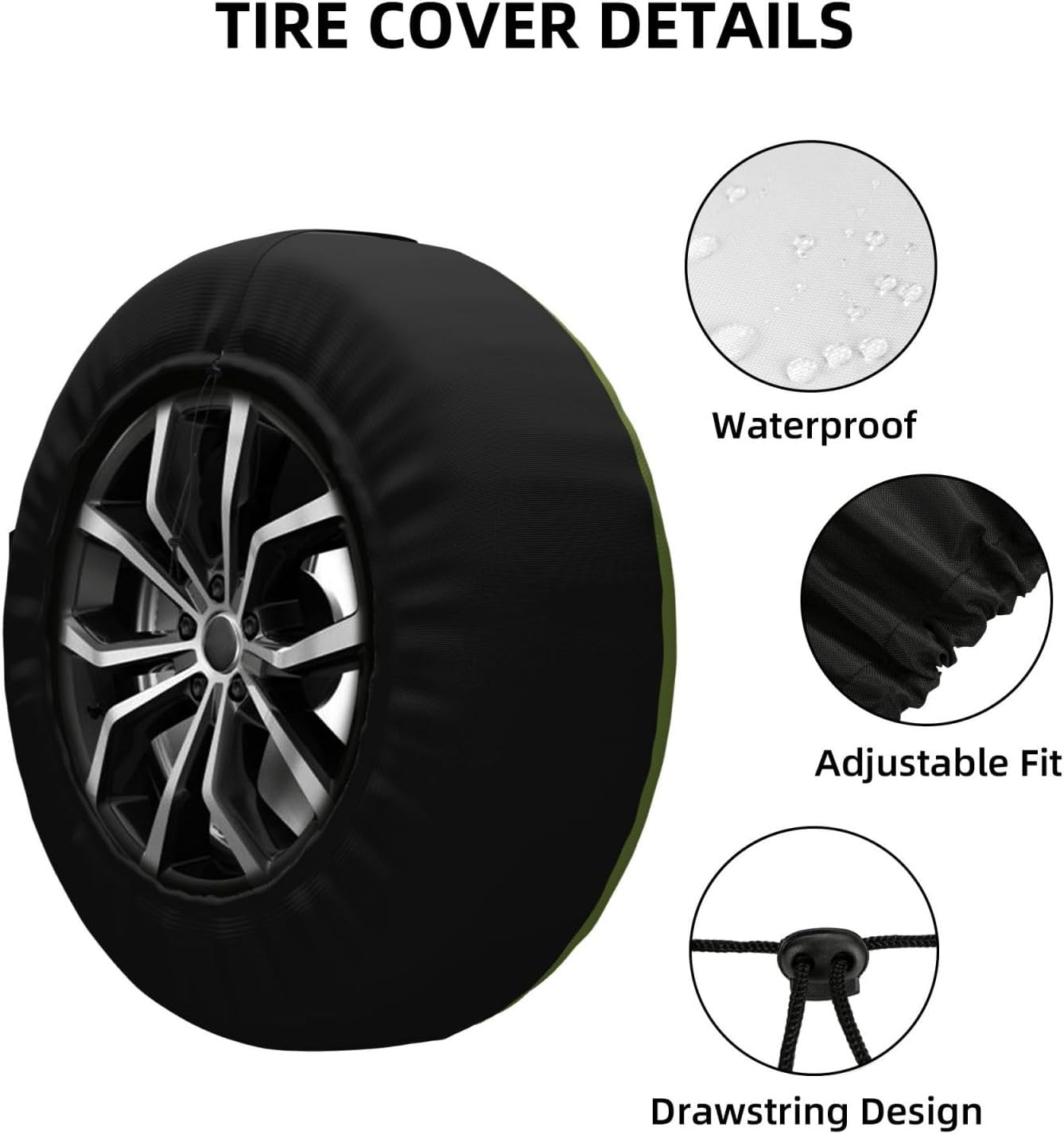 Green Print Universal Spare Tire Cover for RV, Jeep | Wheel Protector Fits Rv, Trailer, Jeep, Shield Tires From Sun, Dirt And Rain For Outdoor Storage