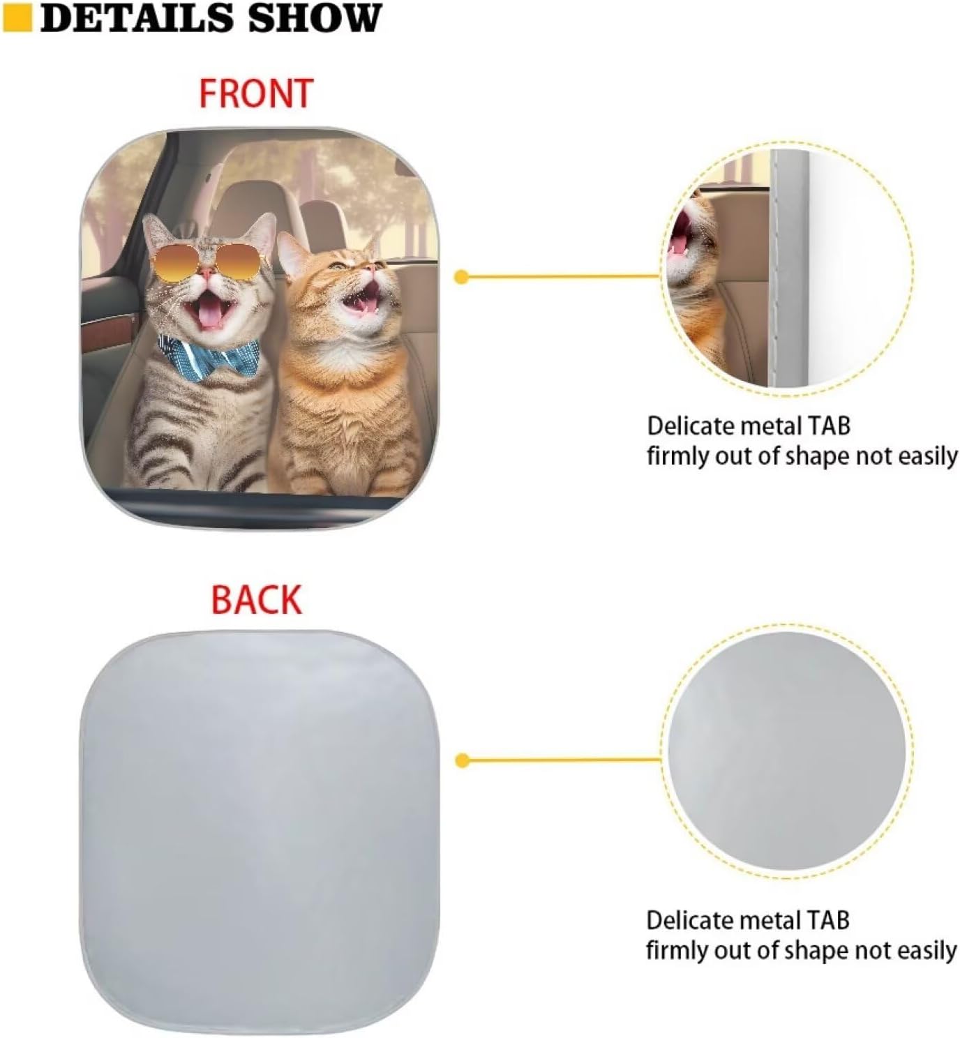 Funny Cat Driver Printed Windshield Sun Shade 2-Piece Foldable Front Window Sunshades Sun Visor Protector Blocks UV Rays Keeps Car Cool