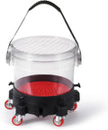 GarveeTech 5 gal Car Wash Bucket Kit 300 LBS Capacity - Includes Grit Trap, 5-Caster Dolly, Rubber Handle & Lid, Professional Detailing Kit for Auto Cleaning, Transparent