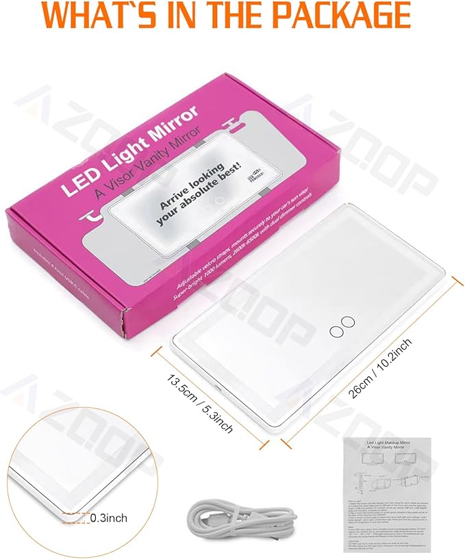2PCS Car Sun Visor Vanity Mirror, Rechargeable Makeup Mirror - Image 2