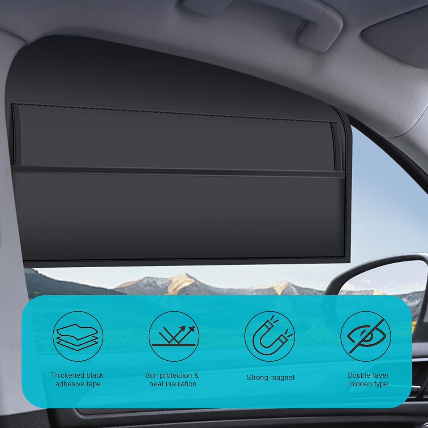 4 PCS Car Window Shades, Magnetic Privacy Sun Shade for Side Windows, Adjustable Blackout Car Window Covers, Universal for Most Vehicles (Black)