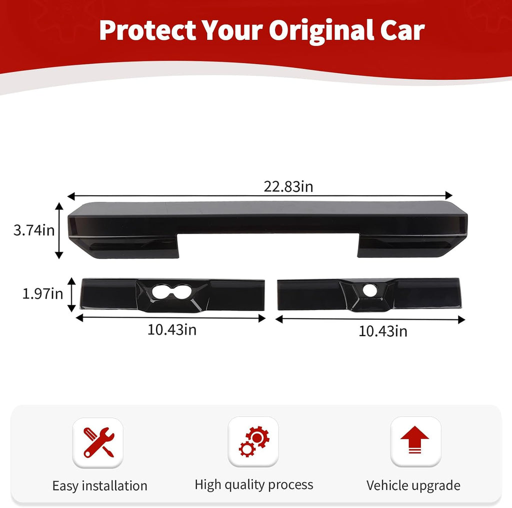 for Silverado High Mount 3rd Brake Light Trim Cover Smoked for Chevrolet Silverado2022 Up for GMC Sierra 2022 Up Black Exterior Accessories 3pcs