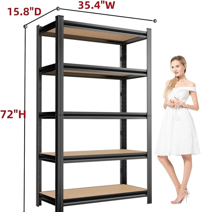 Garage Shelving Unit, 2550Lbs Heavy Duty 5-Tier Metal & Wood Adjustable Storage - Image 3