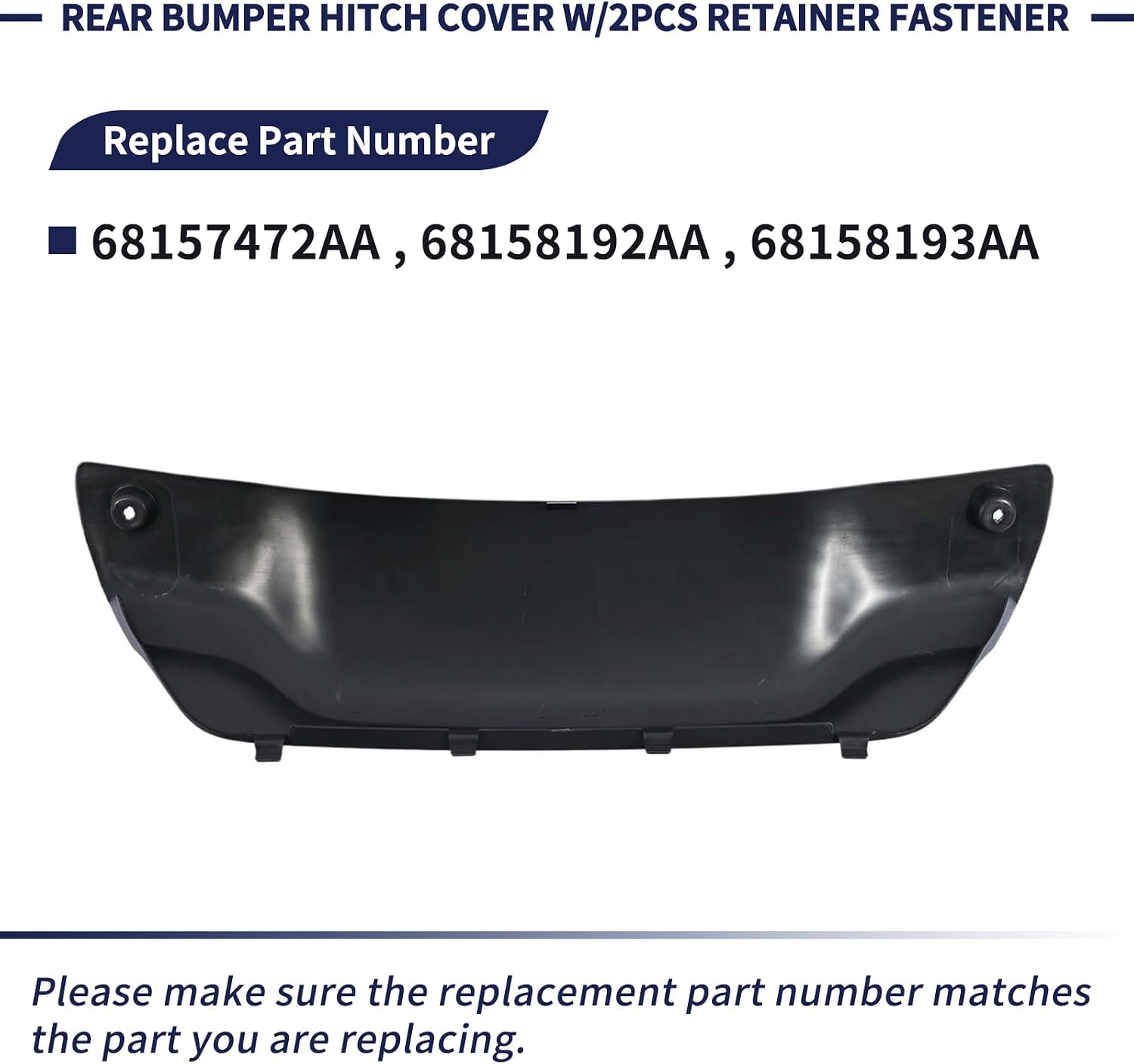 68157472AA Rear Trailer Tow Hitch Cover W/2Pcs Retainer Fastener Fit for Jeep Grand Cherokee SRT 2012-2021 Bumper Trailer Hitch Panel Trim Bezel 68158192AA 68158193AA