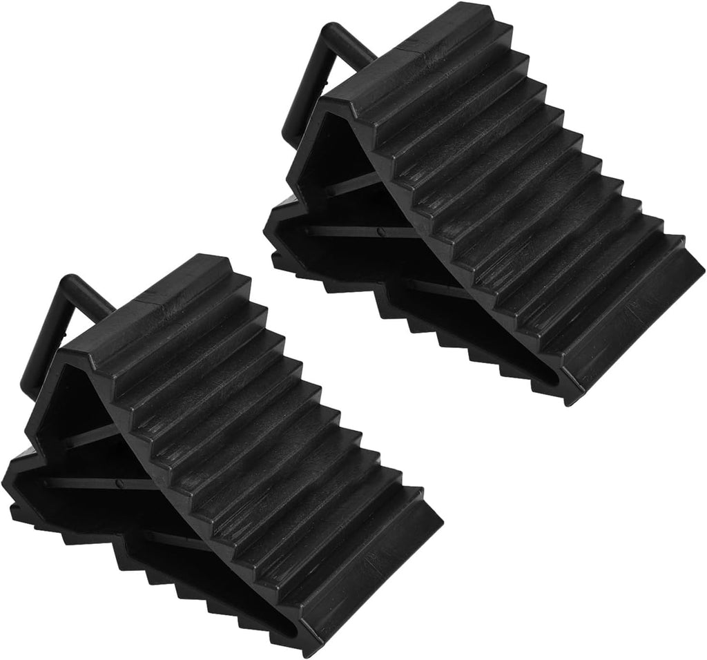Wheel Chocks with Handles, 2 Packs Tyre Saver Brake Stoppers Ridged Wedges for Car Caravans Trailer Motorhomes Wheel Stoppers