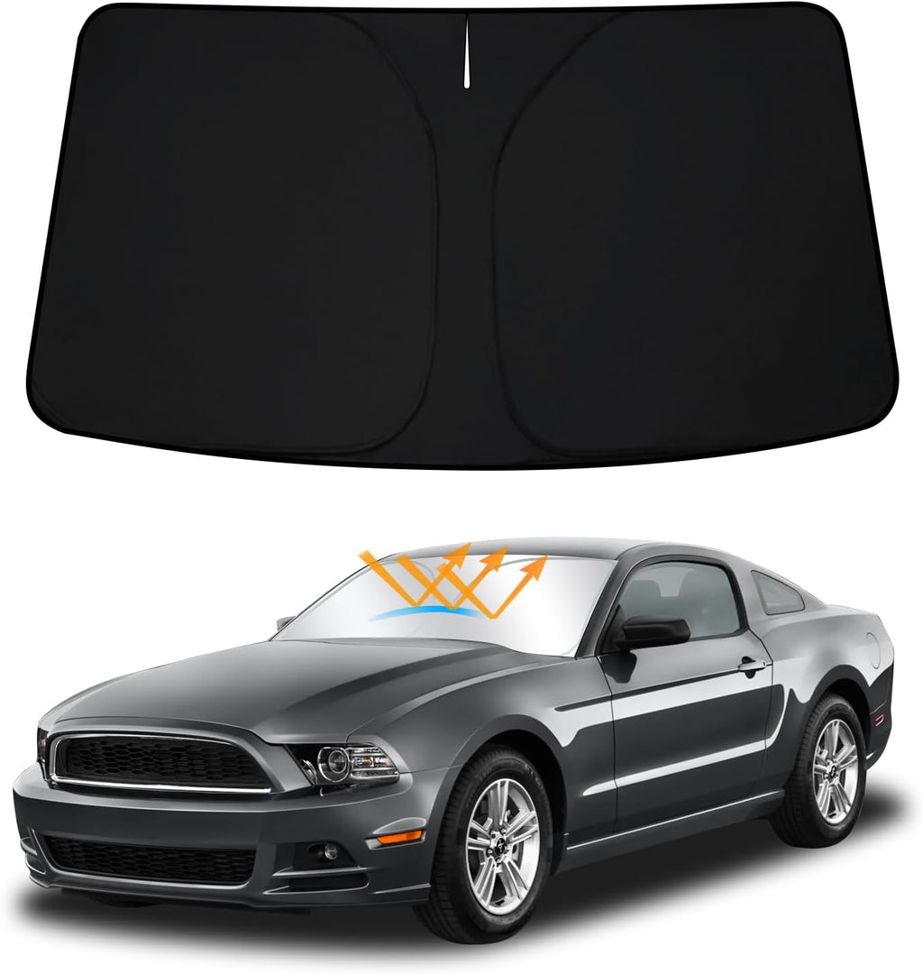 D-Lumina Front Windshield Sun Shade for 2010 2011 2012 2013 2014 Fo-rd Mustang Coupe, Foldable Front Window Sunshade Sunshade Sun Visor for UV Rays & Sun Heat Protection Interior Accessories