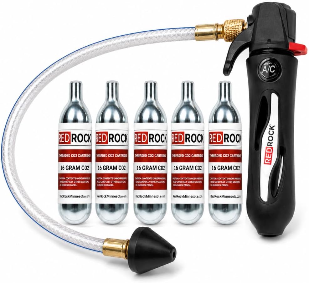 redrock gallo drain gun with 5 unthreaded co2 shown in use