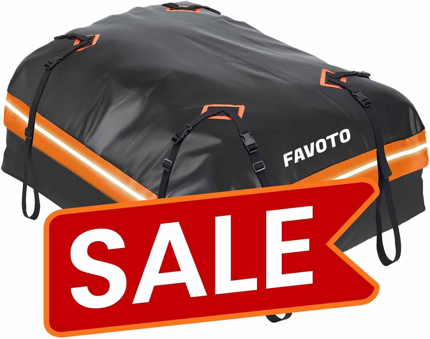 Favoto Roof Box, 566 Litres, Foldable Roof Case, Waterproof Roof Bag with Non-Slip Mat, Door Hooks, Reinforcement Straps for Cars, SUVs with/without Luggage Rack for Travel and Luggage Transport