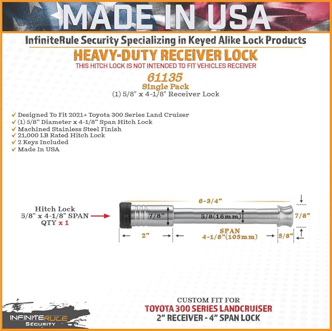 61135 | Receiver Lock for 2021+ Toyota 300 Series Land Cruiser - Image 3