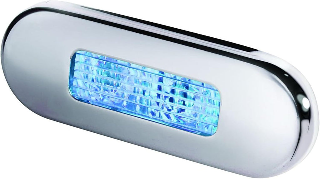 Hella 959680611 '9680 Series' Multivolt Blue 10-33V DC LED Step Light with Polished Stainless Steel Rim