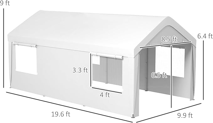 Outsunny Carport 10' x 20' Portable Garage, Heavy Duty Car Port Canopy - Image 7