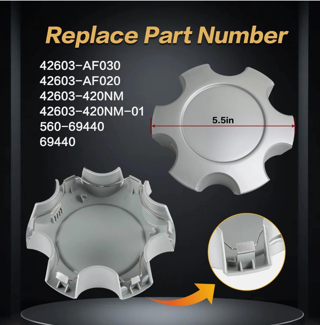 4PCS 140mm 5.5 Inch Silver Blank Car Wheel Hub Center Cap for Sequoia Tundra OEM 2003-2007 42603-420NM-01 69440