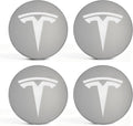 4 PCS Wheel Center Hub Cap Sticker for Model 3 / Model Y, Wheel Rim Cover 2.2” Center Cap Sticker Compatible for Tesla Hubcaps with Logo Emblem,Gray & Silver Wheel Hub Caps Waterproof Adhesive Backing