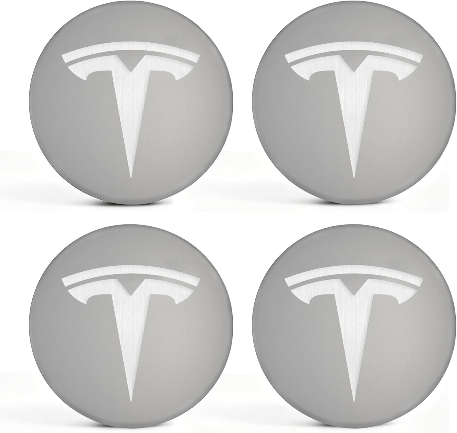 4 PCS Wheel Center Hub Cap Sticker for Model 3 / Model Y, Wheel Rim Cover 2.2” Center Cap Sticker Compatible for Tesla Hubcaps with Logo Emblem,Gray & Silver Wheel Hub Caps Waterproof Adhesive Backing