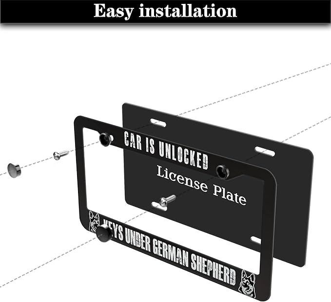 Front License Plate Bracket Black and White License Plate Frames Car is - Image 7