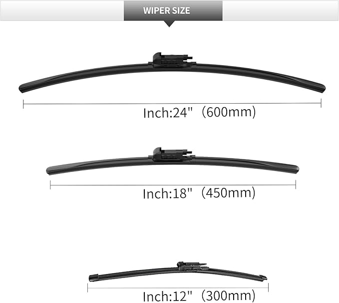 Replacement for BMW X1 2009-2015 Windshield Wiper Blades, 3 Pieces of Car Front - Image 3