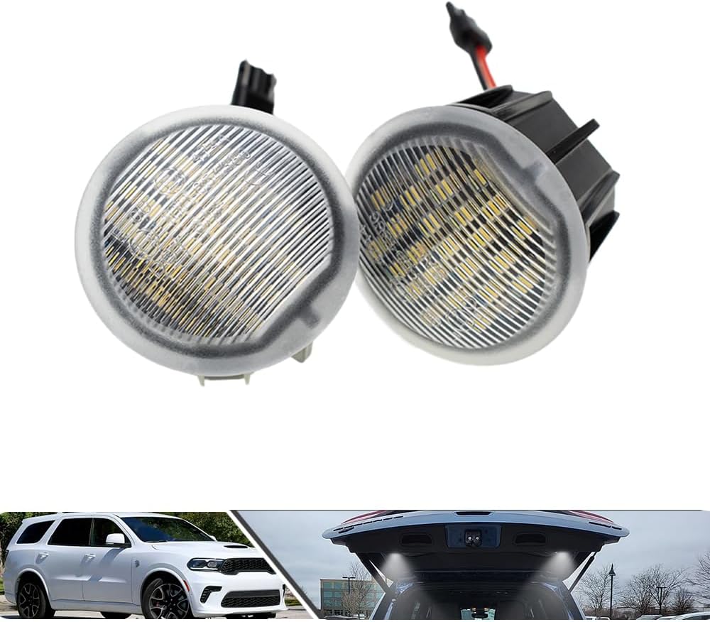 2Pcs White LED Trunk Luggage Compartment Light Light for 2011-2021 J'eep Grand Cherokee WK2 2011-2024 Do'dge Durango Led Interior Trunk Cargo Area Lamp Replacement OEM Clear Lens
