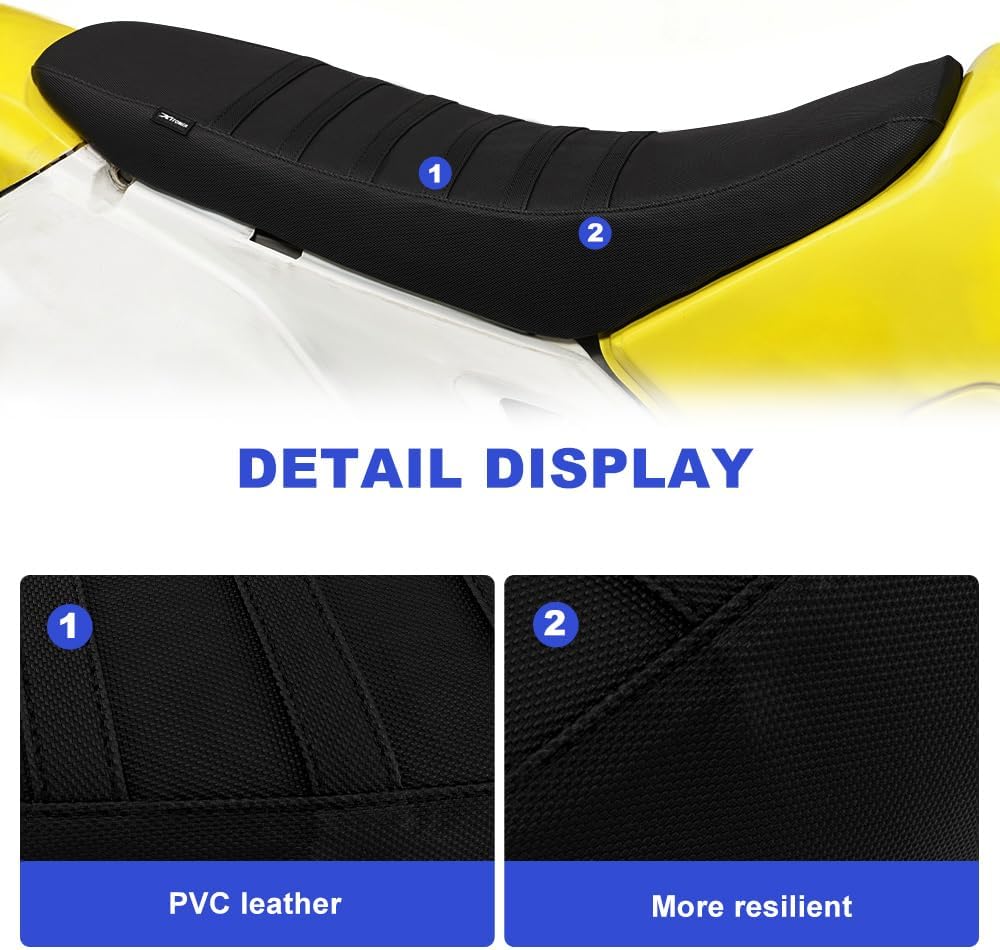 xitomer Striped Grip Gripper Seat Covers Fit for 2024 DRZ400 Seat Cover Waterproof Fit for DRZ400 E /DRZ400 S /DRZ400 SM 2000-2024 Leather Seat Cushion Cover (Black)