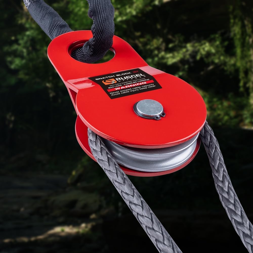 RUGCEL WINCH 10T Heavy Duty Recovery Winch Snatch Block, 22000lb Capacity,Towing Pulley Blocks,Heavy Duty Offroad Recovery Accessory for Truck, Tracto
