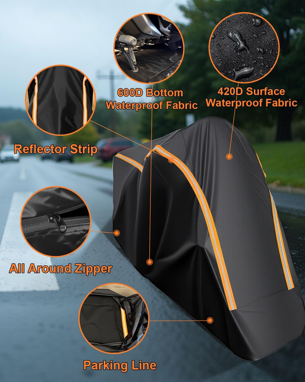 full enclosed motorcycle cover waterproof outdoor fit length, package contents