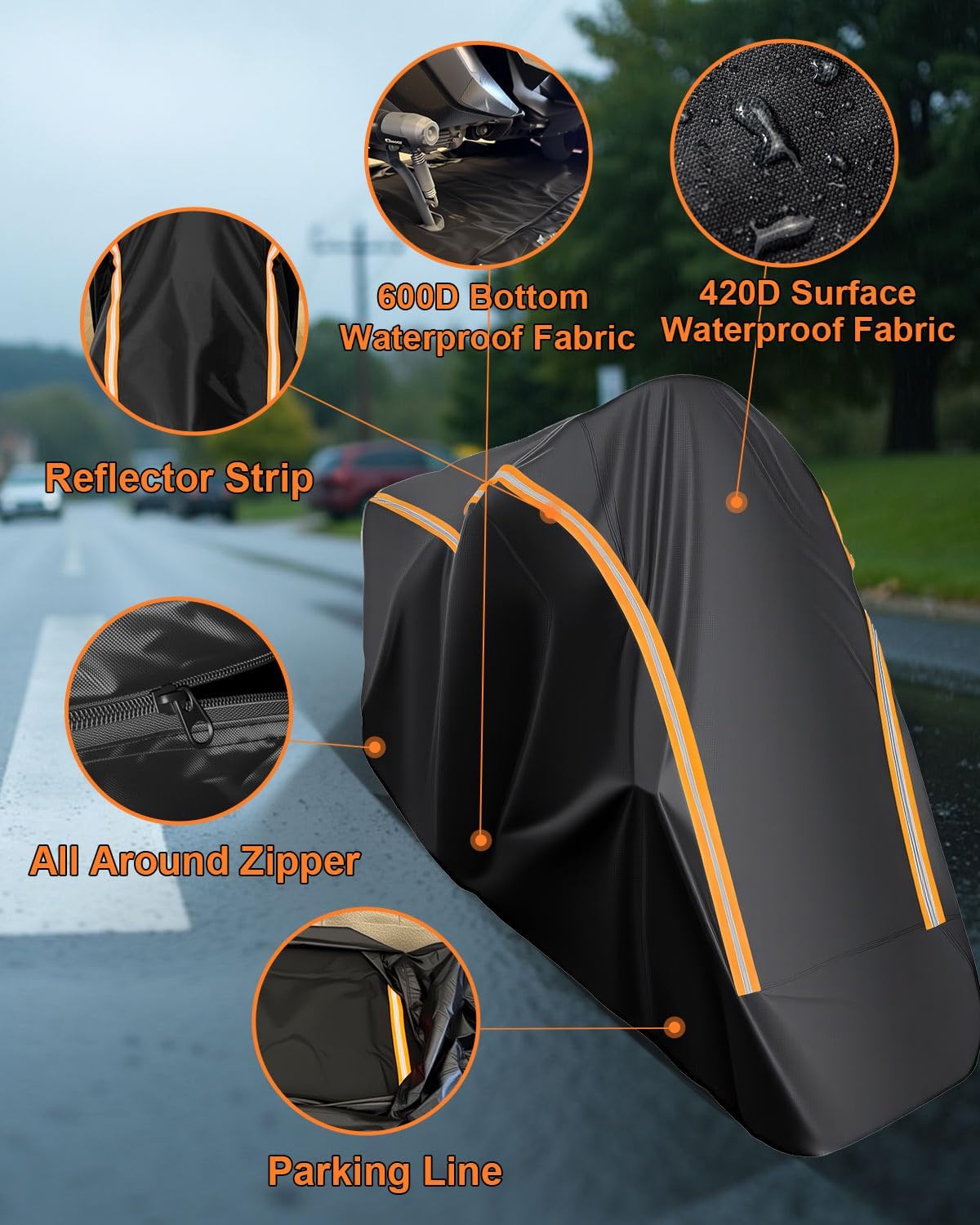 full enclosed motorcycle cover waterproof outdoor fit length, package contents