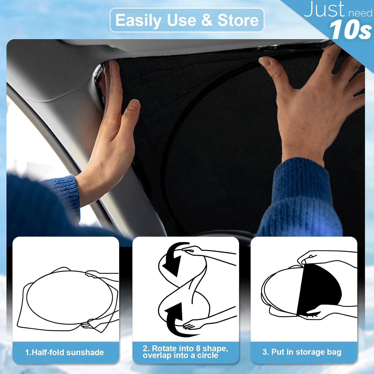 Sunshade for Ram Sun Shade Fit 2010-2025 2026 Dodge RAM 2500 3500 Truck Accessories Windshield Cover for Ram 2500/3500/4500/5500 Sun Visor Fits 2Dr RegularCab, 4Dr QuadCab, CrewCab, MegaCab