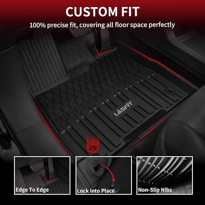 LASFIT Floor Mats for Toyota Sienna 8 Seats 2021-2024 2025 All Weather TPE - Image 2