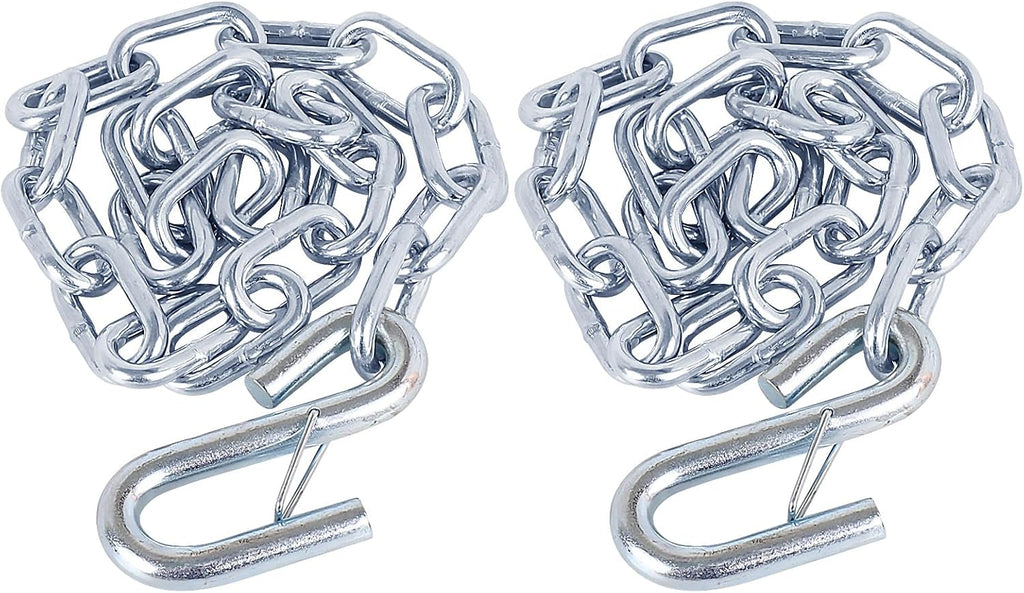 NBJINGYI 5/16" X 27" 2PCS Grade 30 Trailer Boat Gooseneck Safety Chain with Spring Clips with One S Hook