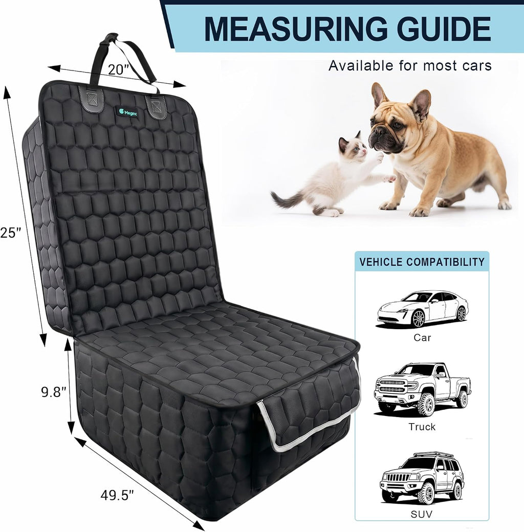 meginc 2-pack front seat covers for dogs, waterproof, close-up detail