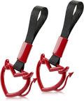 2 Pcs Devil Heart Shaped Car Handle Strap – JD M Drift Charm Rear Bumper Warning Ring Decor for Car Interior Exterior, Subway Bus Handle Accessory, Cute Heart Car Decor Gift (Red-Tail)