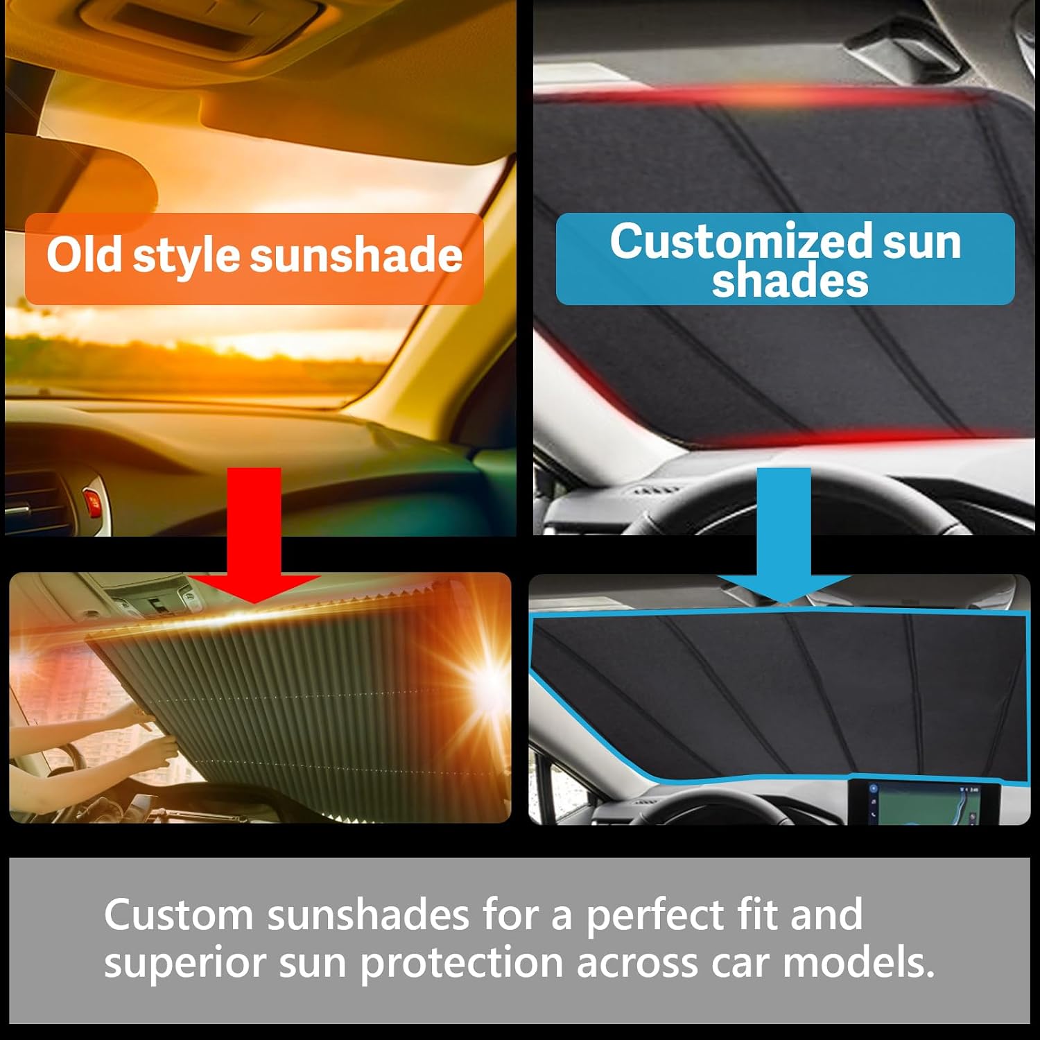 Windshield Sun Shade Compatible with Jeep 2018-2026 Wrangler JL,2020-2026 Gladiator Custom-fit Foldable Sun Visor Window Sunshade with Storage Bag