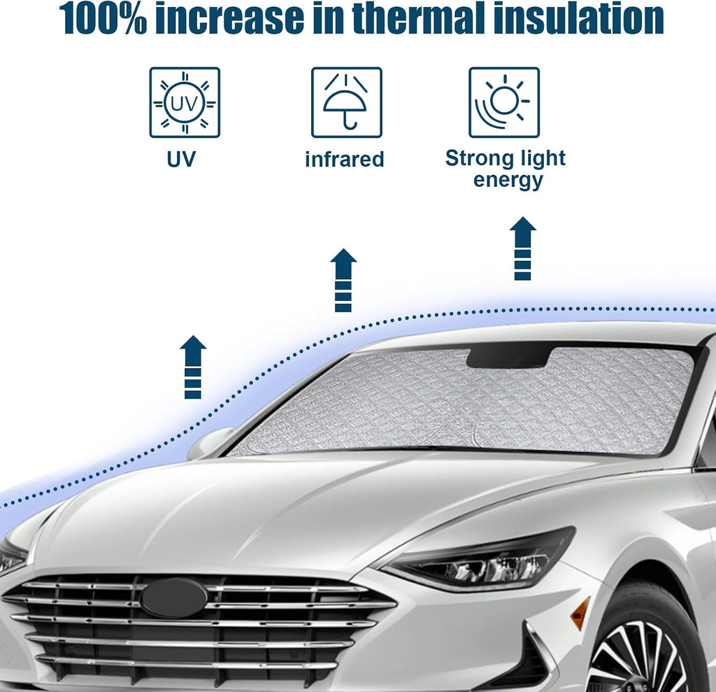 Windshield Sun Shade Compatible with Hyundai Sonata 2019-2024 2025, 6-Layer Foldable Front Window Sunshade Reflector Cover, Sun Visor Protector Blocks UV Rays