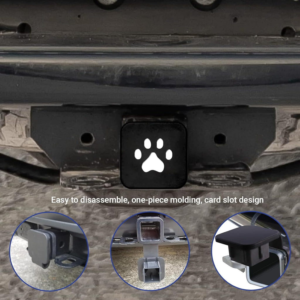 2 Inch Trailer Hitch Cover, Dog Paw Rubber Dustproof Waterproof Plug, Tow Hitch Square Mouth Receiver Plug Protector, Tow Hitch Cover for Most Vehicles, SUV, RV, Pickup, ATV (Buckle Type)