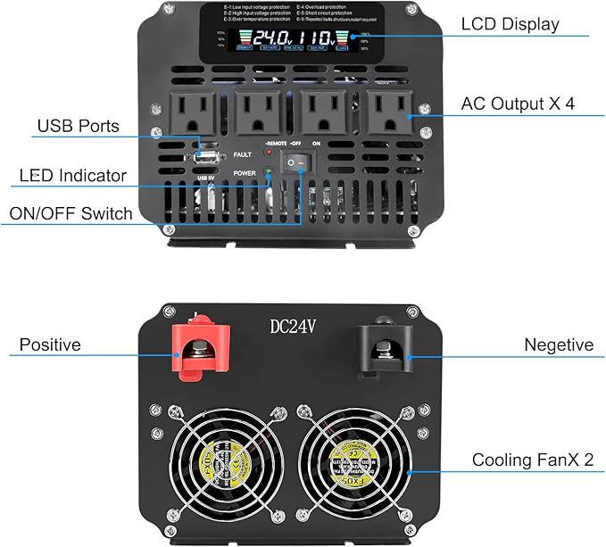 LVYUAN 4000 Watt Power Inverter 24V to 110V 120V - Image 2