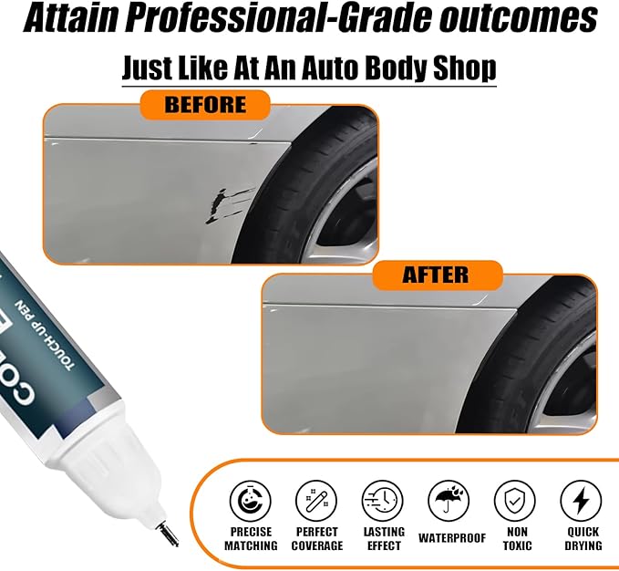 Alpine White Touch Up Paint for BMW, Car Paint Pen Scratch Repair Two-In-One - Image 2