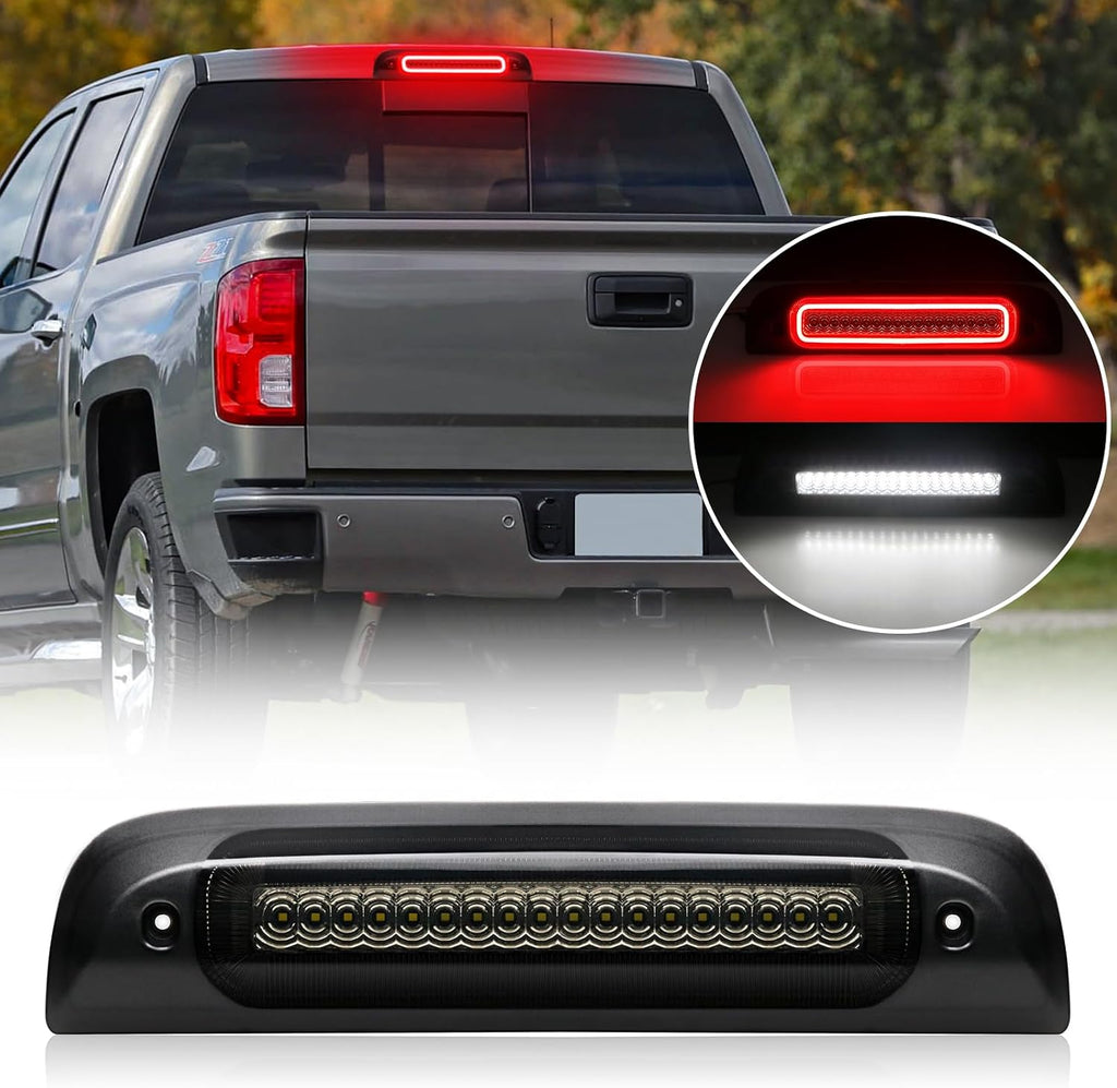 LED Third 3rd Brake Light Replacement for 2014-2019 Silverado Sierra 1500 2500HD 3500HD High Mount F1 Style Strobe Brake Light Smoked Lens
