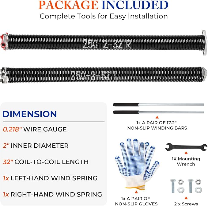Pair of 2" Garage Door Torsion Springs - Image 2