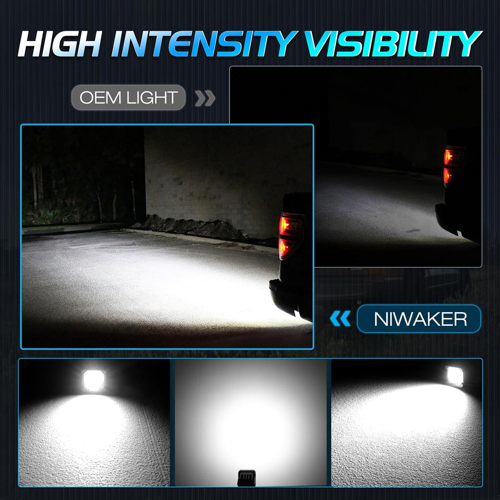 Flood Hitch Lights Kits, Niwaker LED Reverse Light for 2x2 Inch Trailer Hitch Receiver Backup Light Compatible with 7-WAY Socket Plug-n-Play Hitch Mount Reverse Light for Truck Pickup SUV Off Road
