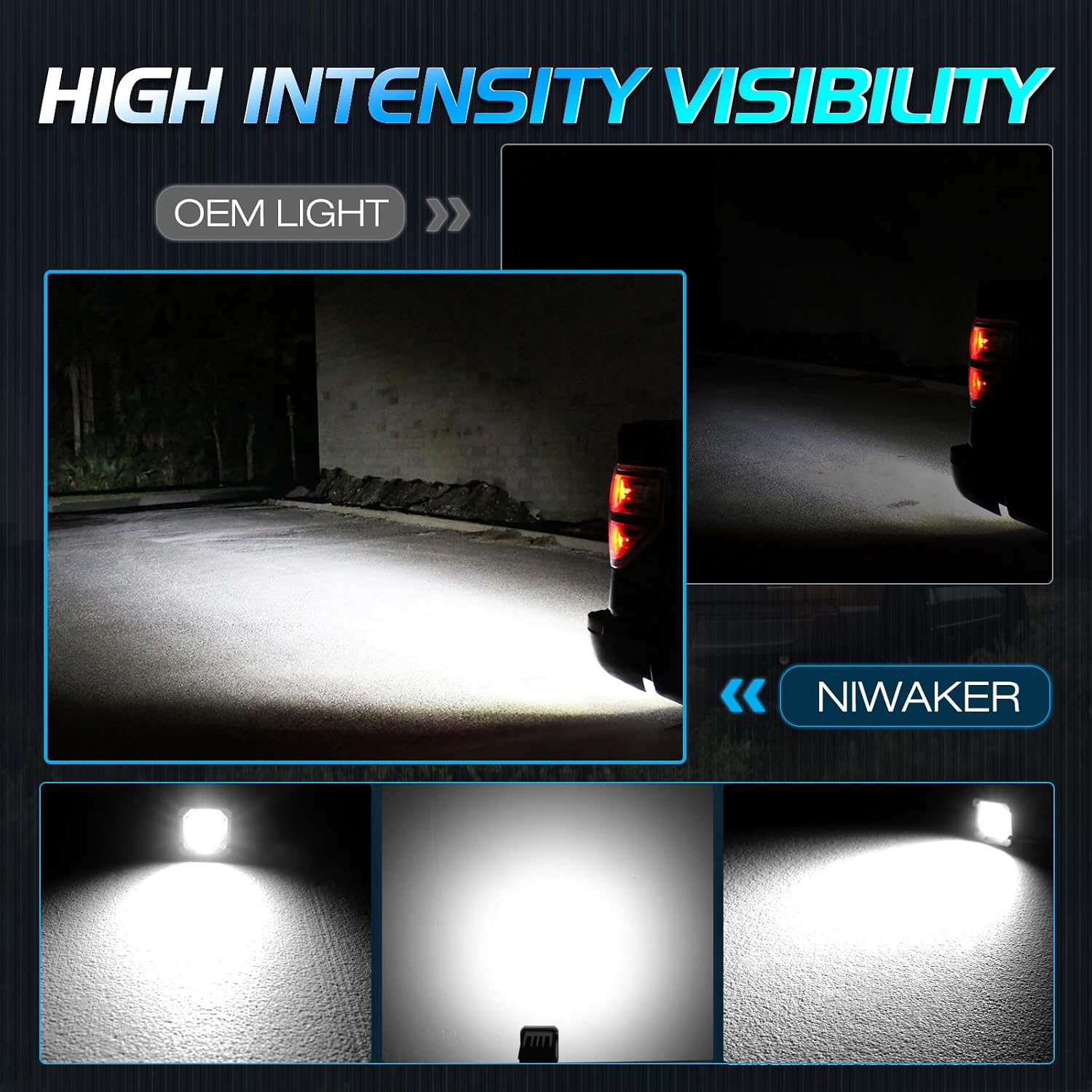 Flood Hitch Lights Kits, Niwaker LED Reverse Light for 2x2 Inch Trailer Hitch Receiver Backup Light Compatible with 7-WAY Socket Plug-n-Play Hitch Mount Reverse Light for Truck Pickup SUV Off Road