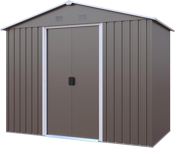 4x8 FT Outdoor Storage Shed, Metal Garden Shed - Image 8