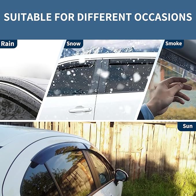 4PCS Rain Guards Window Visors Wind Deflector Fits - Image 4