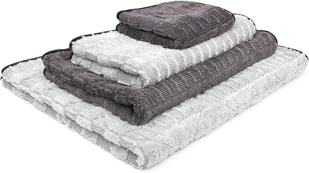 The Rag Company Gauntlet Car Drying Towel, Ultra-Absorbent 70/30 Blend Korean Microfiber, Dries Vehicles Faster Without Scratching, 900 GSM, 15x24 Inches, Ice Grey/Grey, 2-Pack