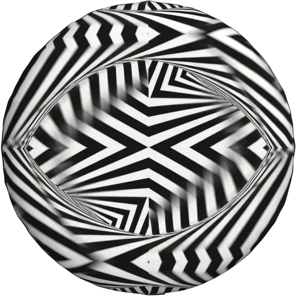 3D Optical Illusion Blurs Lines Print Universal Spare Tire Cover for Jeep | Wheel Protector Fits Rv, Trailer, Jeep, Shield Tires From Sun, Dirt And Rain For Outdoor Storage